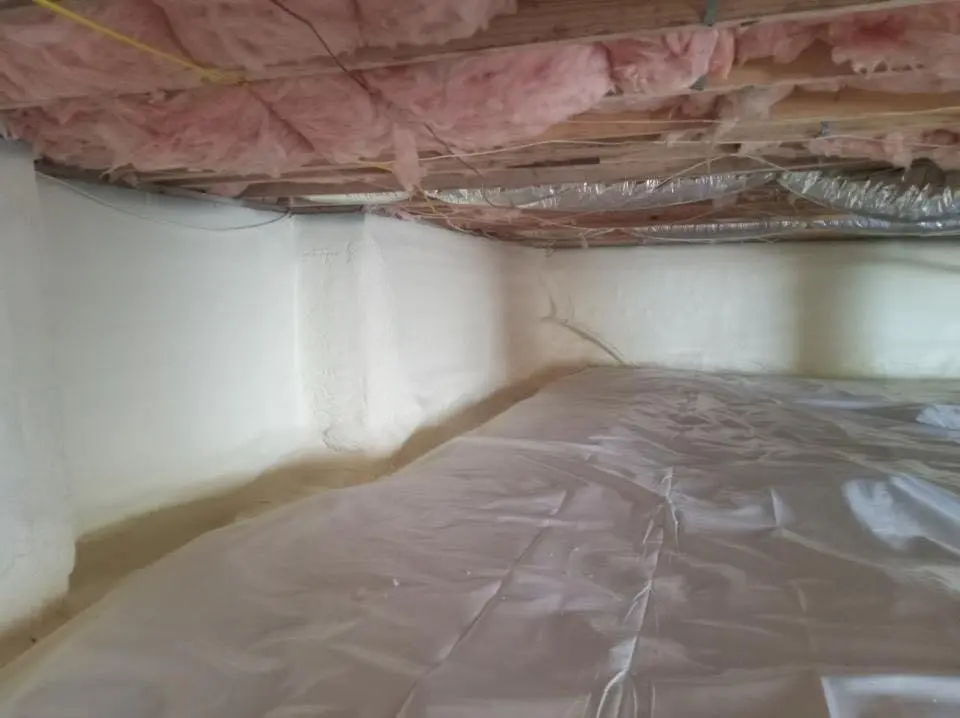 Crawl space encapsulation with closed-cell spray foam for Roof Waterproofing in South Barrington
